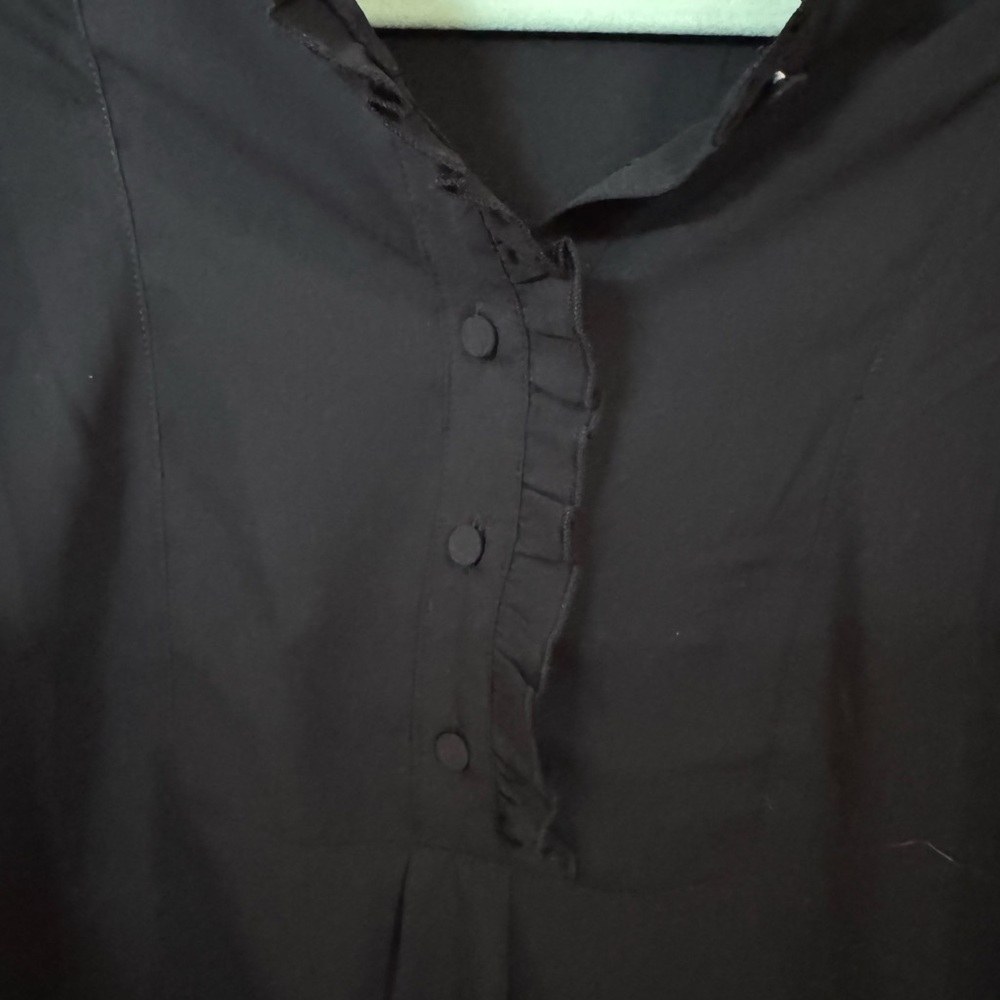 Crew Black Ruffle Blouse – Size 14 | Quiet Luxury, Feminine Detail - Picture 4 of 9